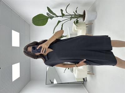Polo Yaka Oversize Füme Elbise 