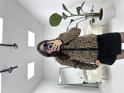 Premium Kalite Leopar Desenli Siyah Kahve Hırka 