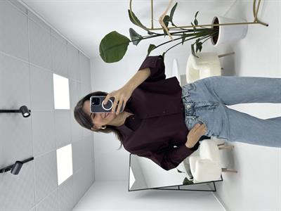 Premium Oversize Kalıp Tok Tensel Kumaş Bordo Gömlek 