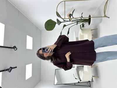 Premium Oversize Kalıp Tok Tensel Kumaş Bordo Gömlek 
