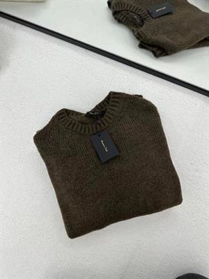 Sıfır Yaka Örgü Triko Kahverengi Kazak 