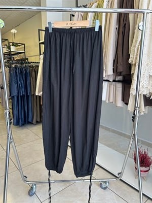 Siyah Keten Bluz Pantolon Takım 