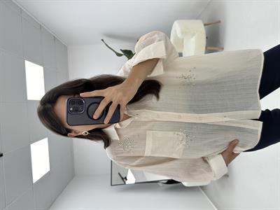 Taş Detaylı Oversize Taş Gömlek