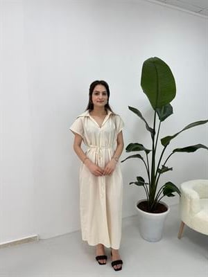 Taş Geniş Yaka Oversize Elbise 