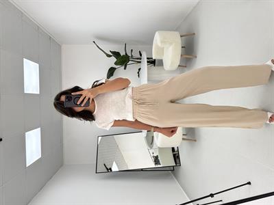 Tensel Kumaş Beli Lastikli Pantolon