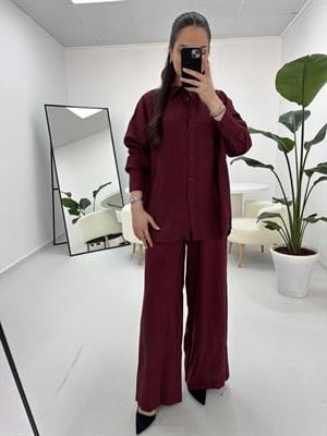 Tensel Kumaş Bordo Takım
