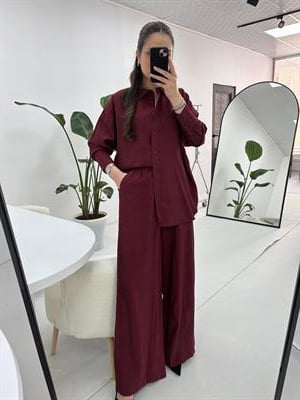 Tensel Kumaş Bordo Takım