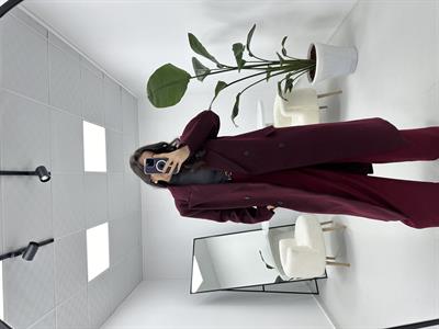 Tok Dokulu Premium Kalite Astarlı Bordo  Kaban