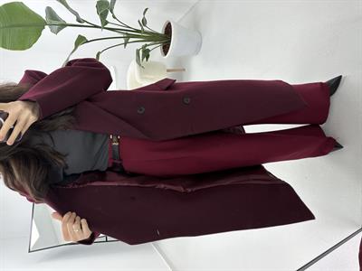 Tok Dokulu Premium Kalite Astarlı Bordo  Kaban