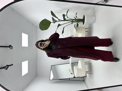 Tok Dokulu Premium Kalite Astarlı Bordo  Kaban