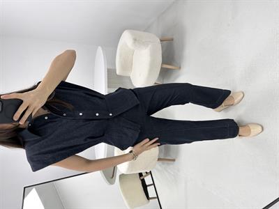 Vatkalı Mavi  Denim Kot Takım 