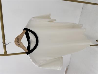 Yaka Biyeli Beyaz T-Shirt
