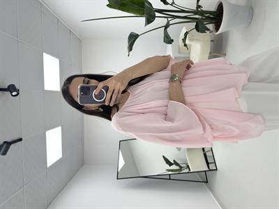 Yakası Lastikli Pembe Bluz