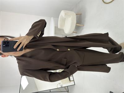 Yakası Şal Detaylı Kahverengi   Blazer  ceket 