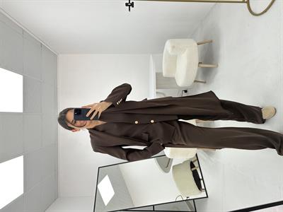 Yakası Şal Detaylı Kahverengi   Blazer  ceket 