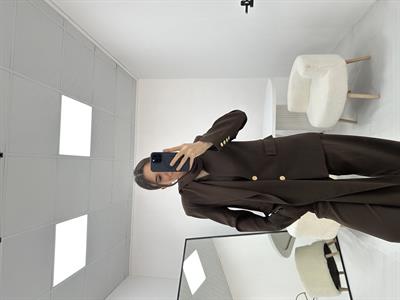 Yakası Şal Detaylı Kahverengi   Blazer  ceket 