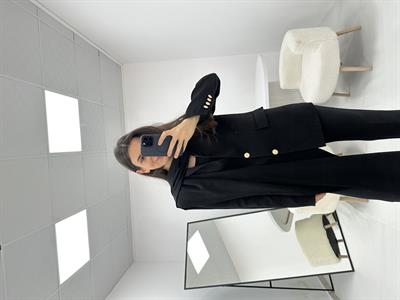 Yakası Şal Detaylı Siyah  Blazer  ceket 