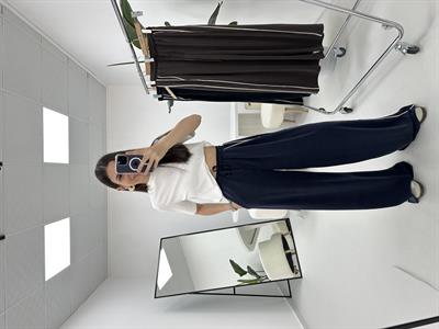Yanı Şerit Detaylı Modal Kumaş Lacivert Eşofman Alt