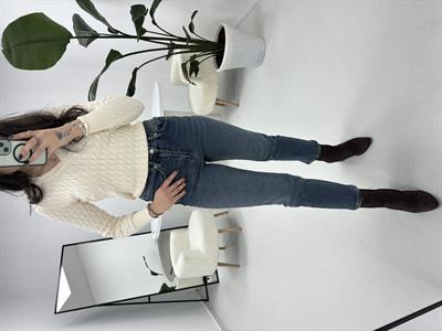 Yıkamalı Boru Paça Mavi Jean 