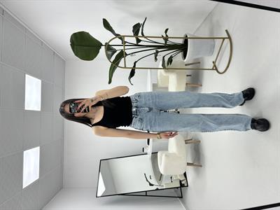 Yüksek Bel Paçası Kesik Açık Mavi Jean 