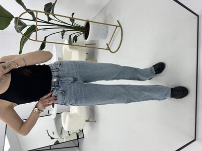 Yüksek Bel Paçası Kesik Açık Mavi Jean 
