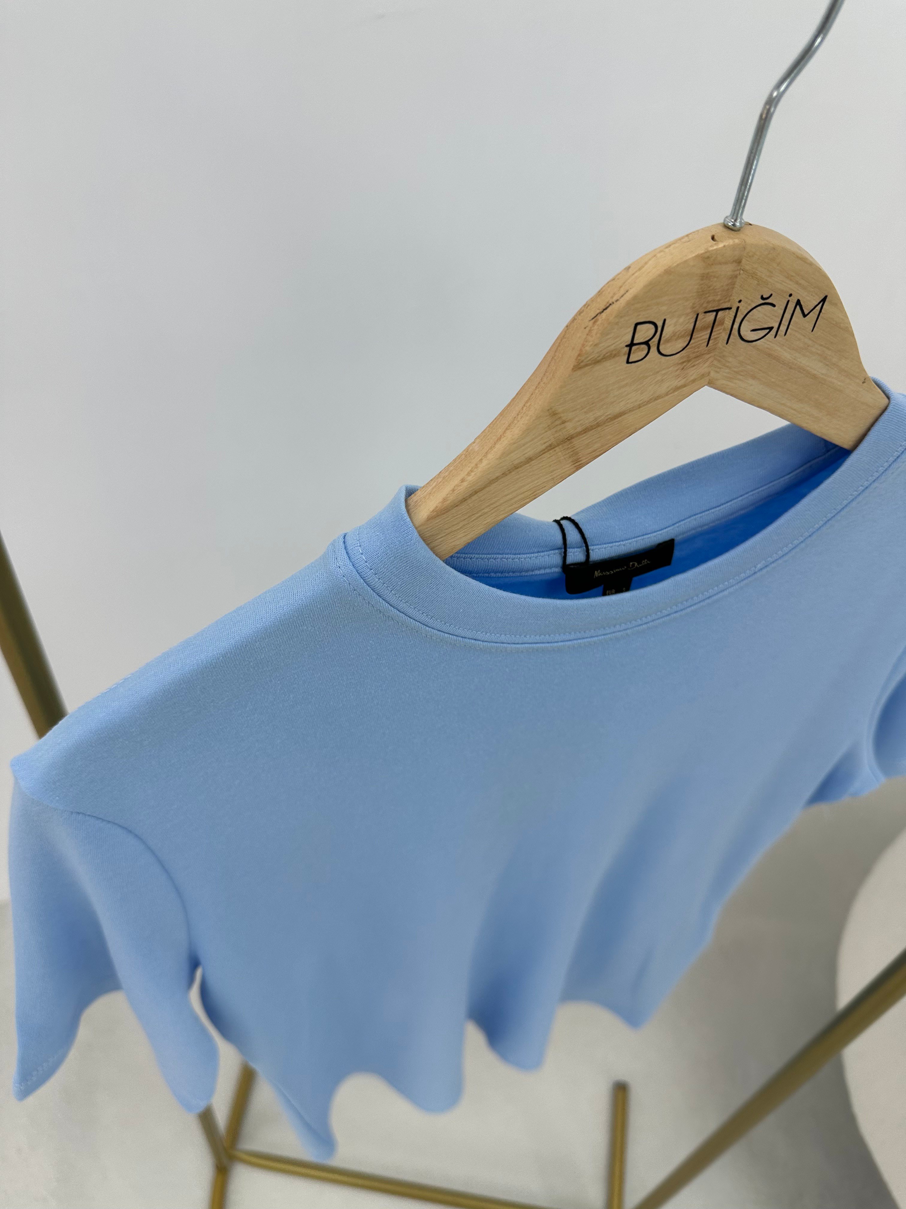 Bisiklet Yaka Mavi  T-shirt