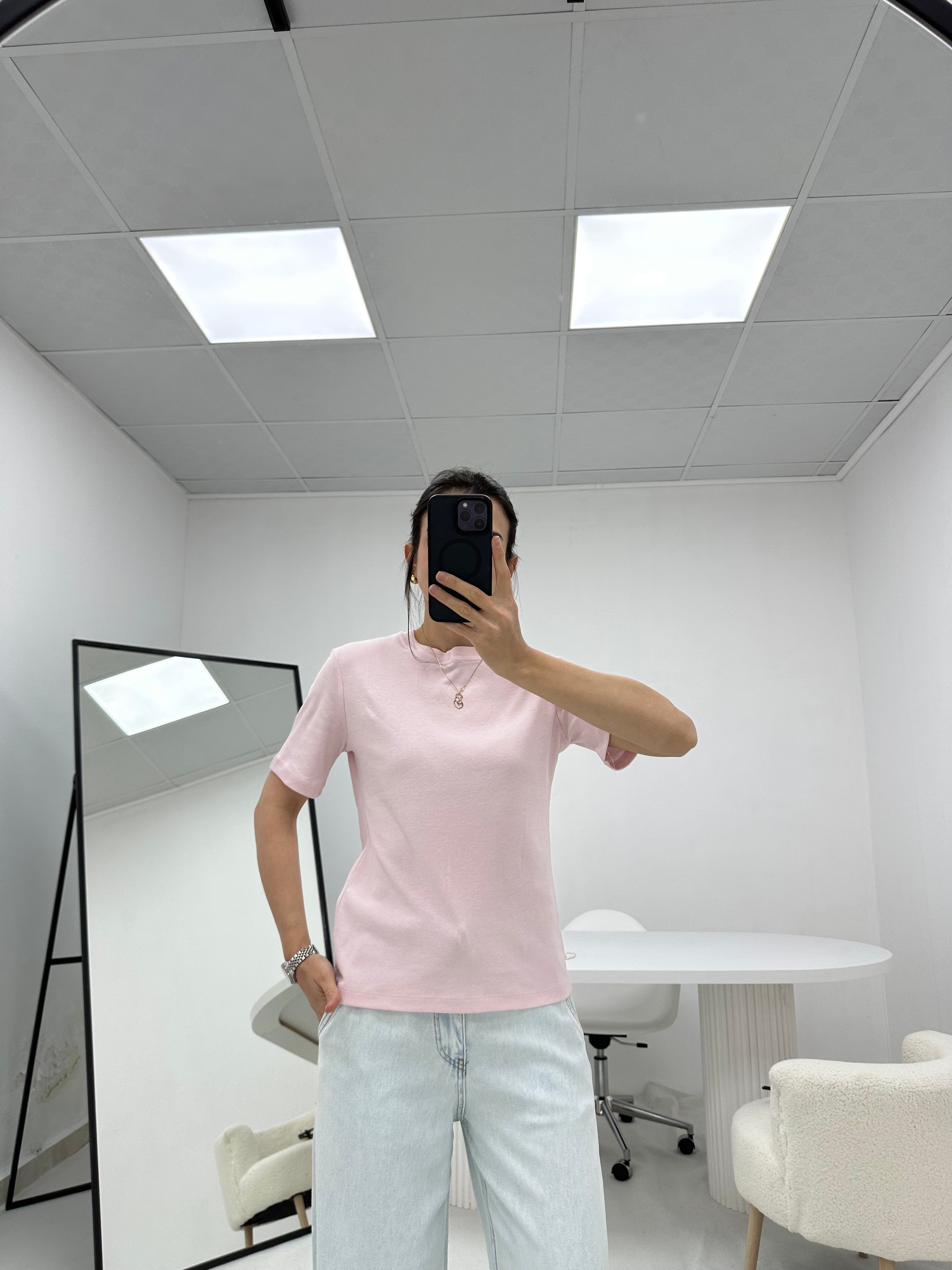 Bisiklet Yaka Pembe  T-shirt