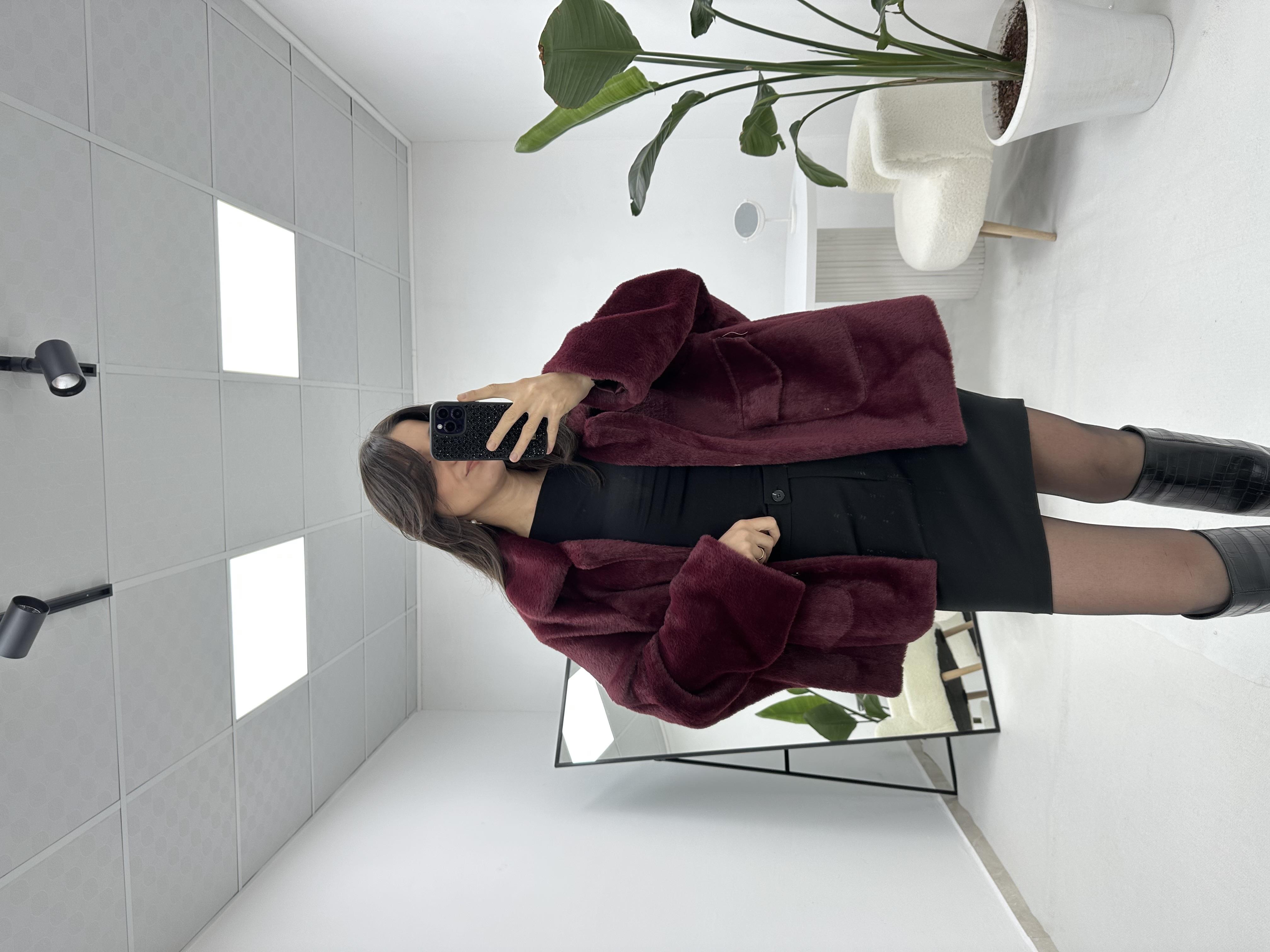 Bordo Peluş Ceket 