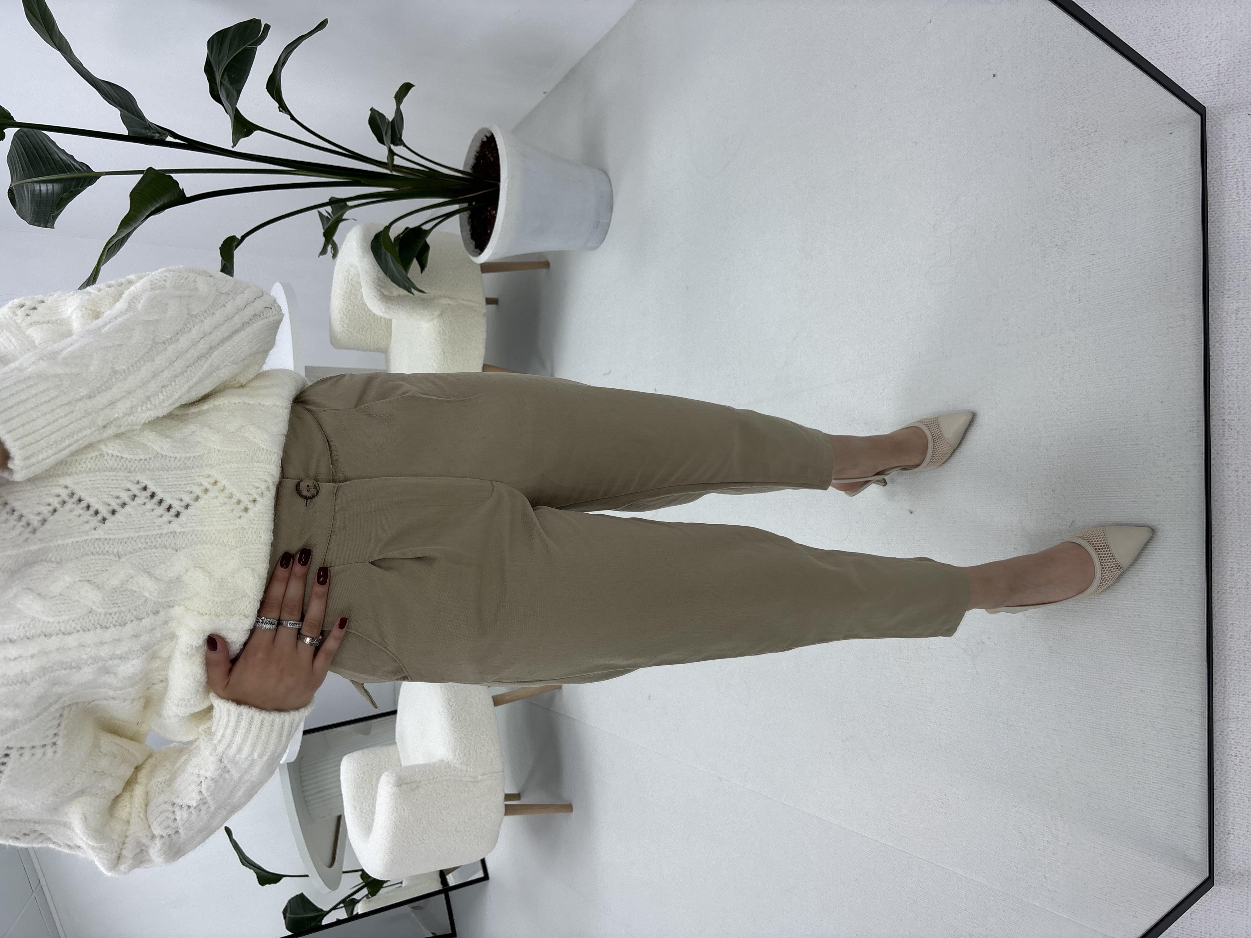 Gabardin Kumaş Havuç Model Vizon  Pantolon 