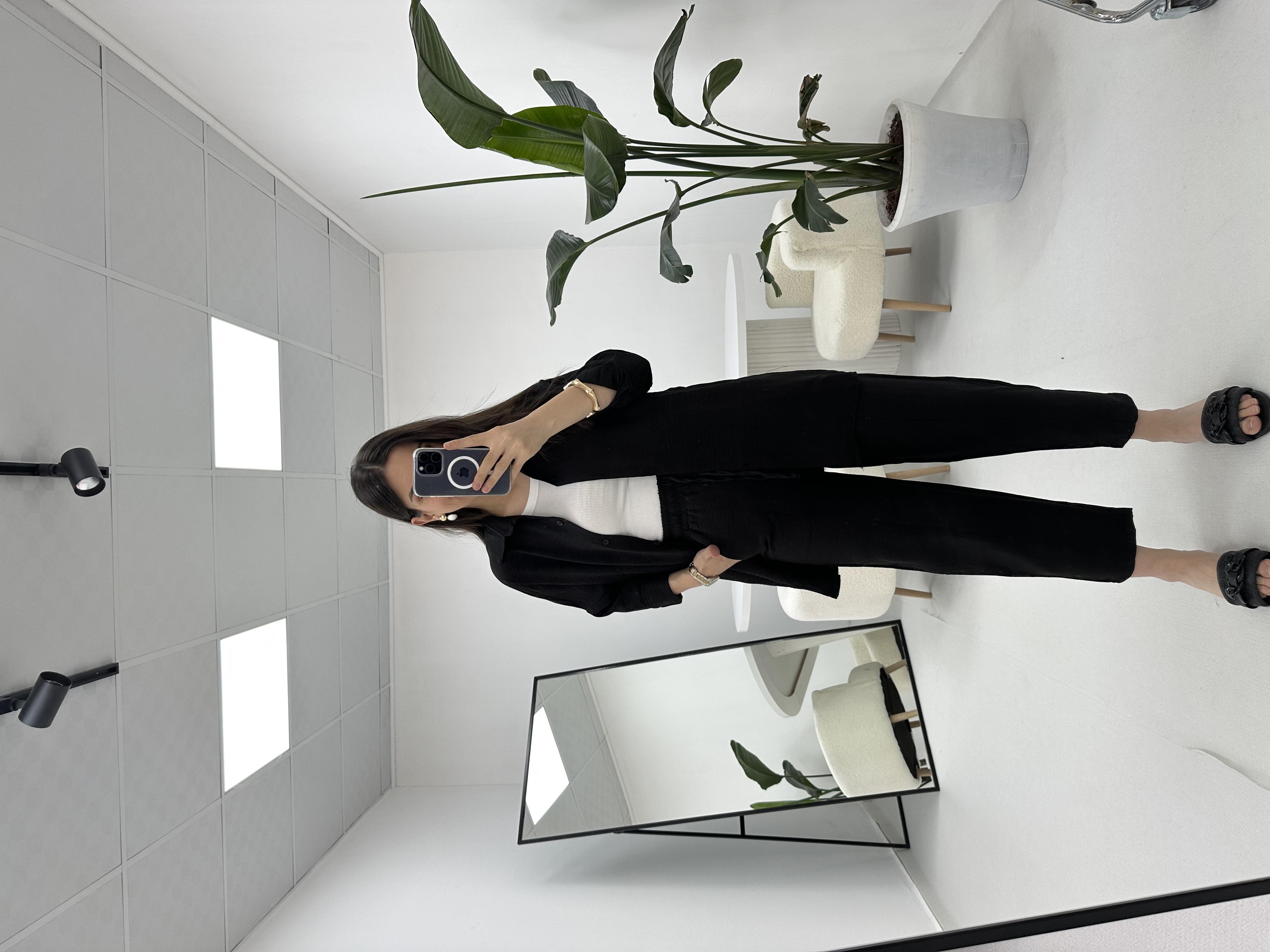 Gömlek Pantolon Siyah Takım 