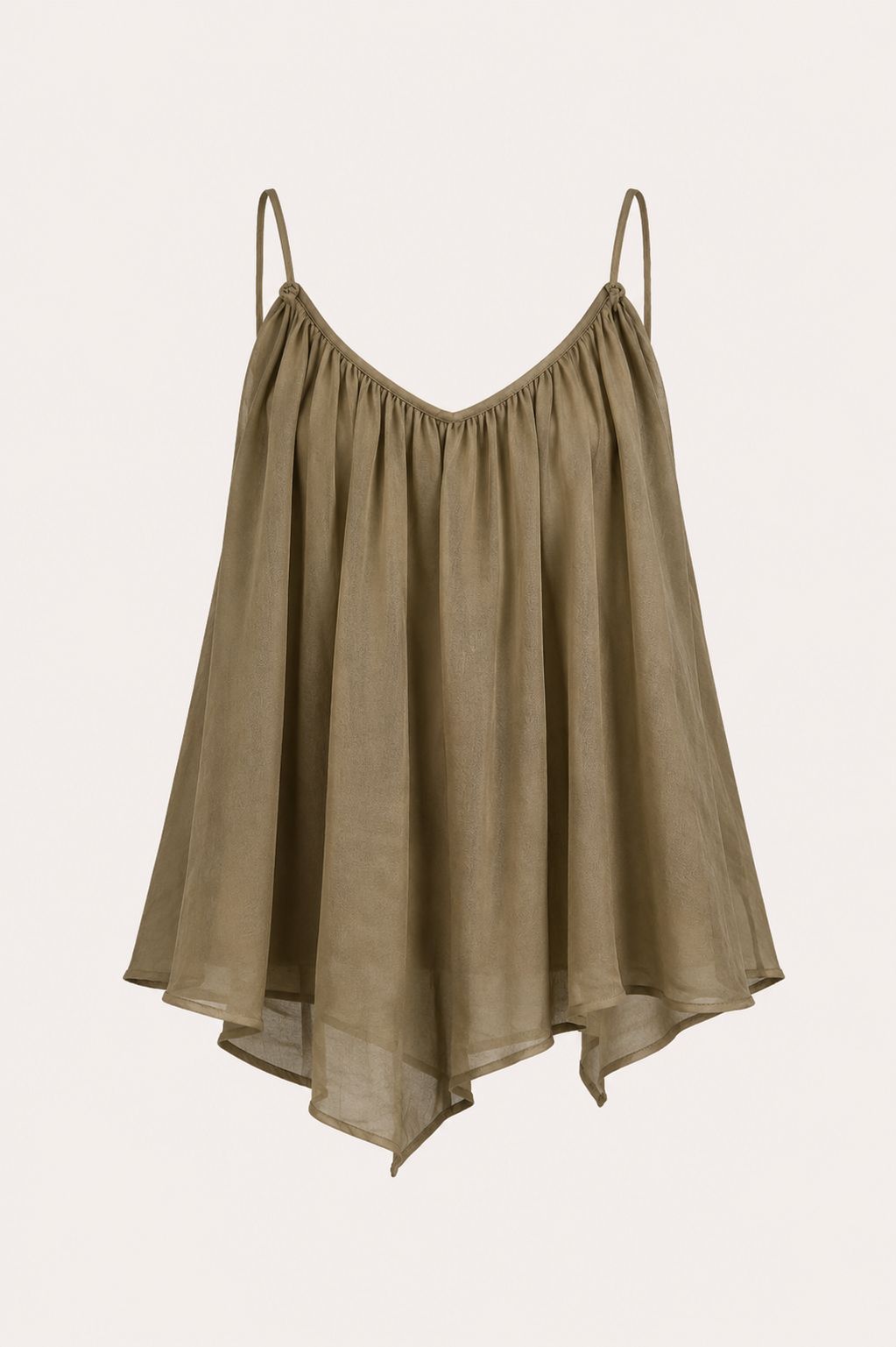 İp Askılı Tül Olive Bluz