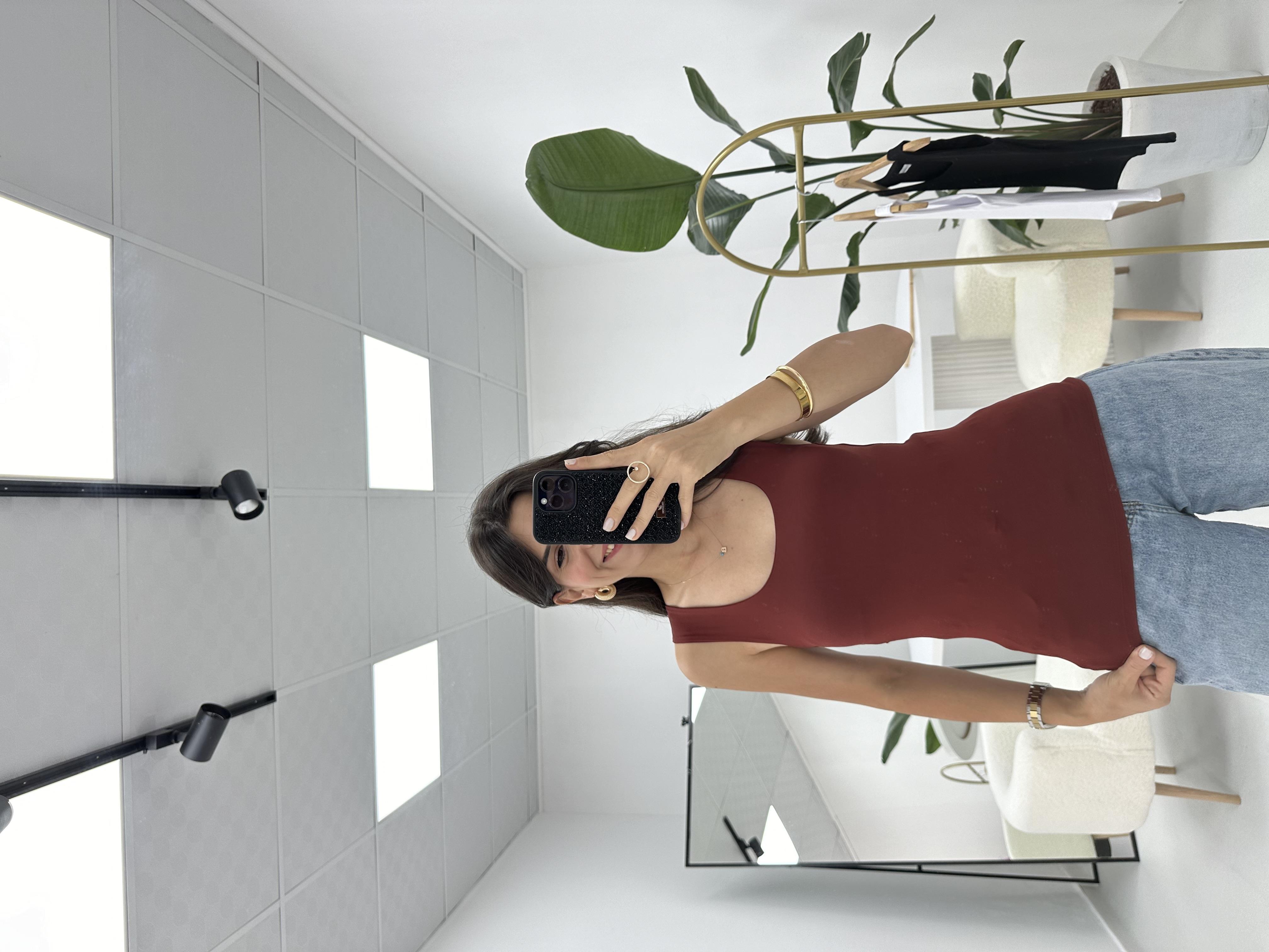Kare Yaka Basic Bordo Tişört