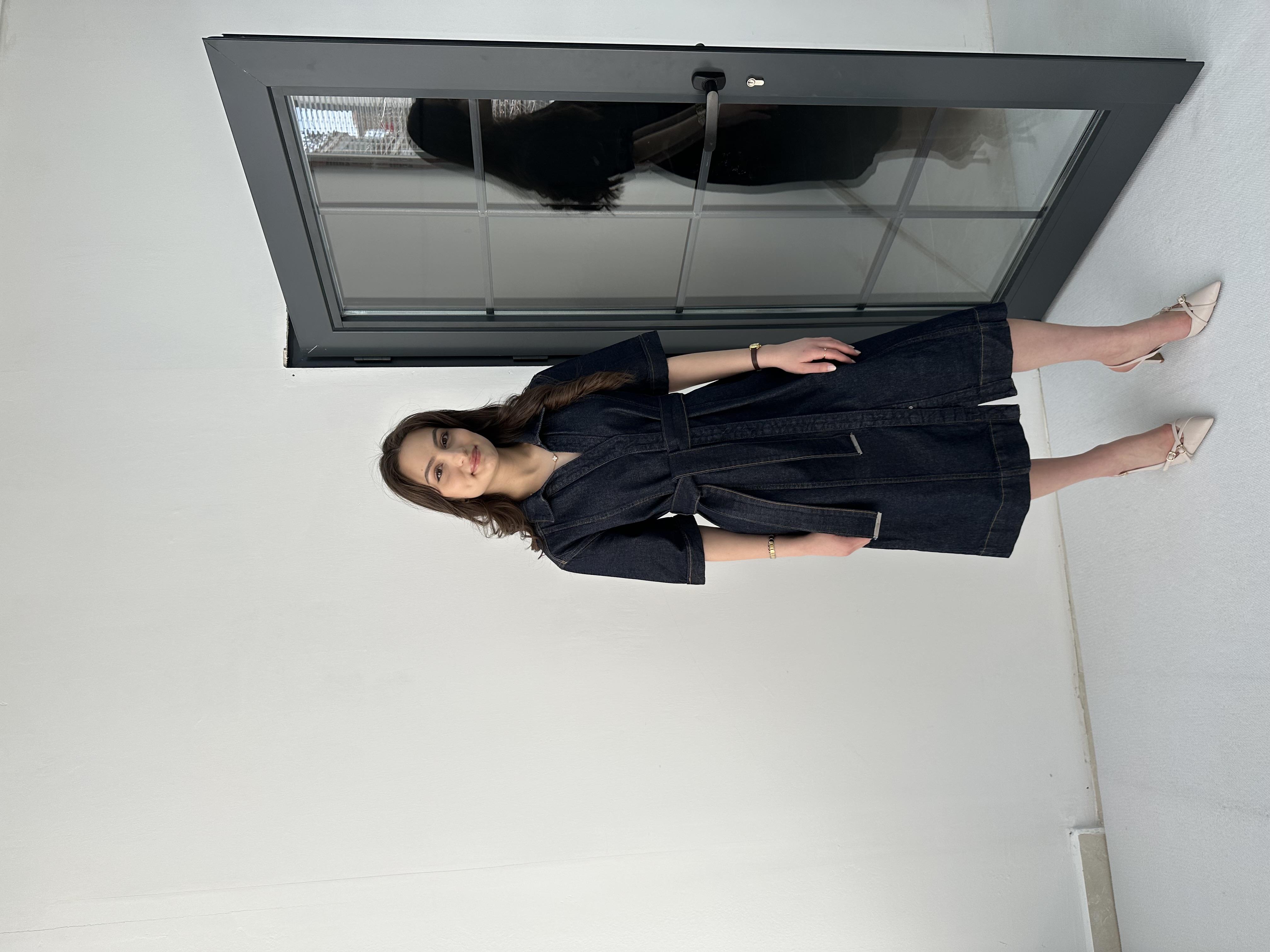 Kemerli Denim Elbise