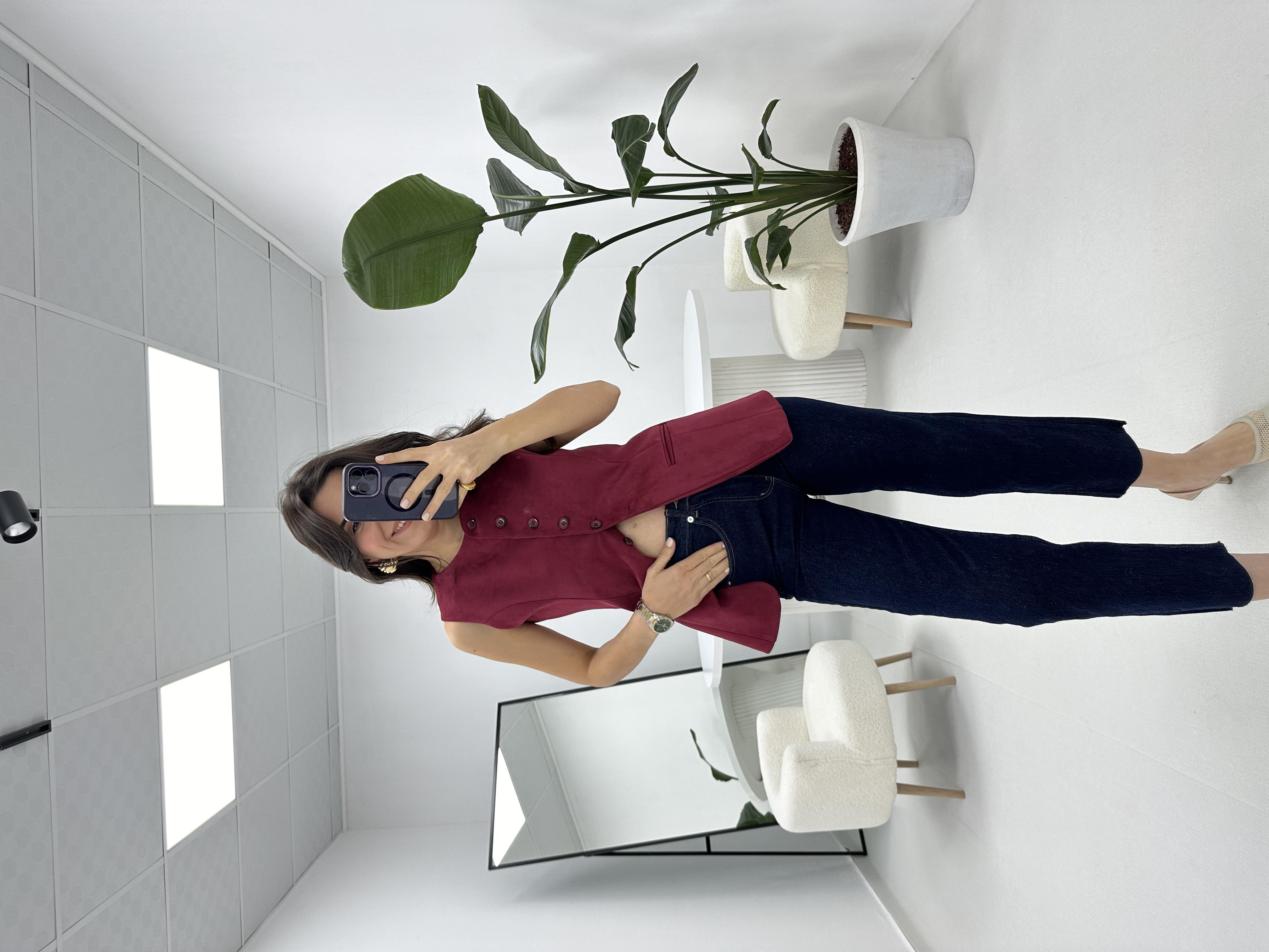 Kesik Paça Boyfit Lacivert Jean 