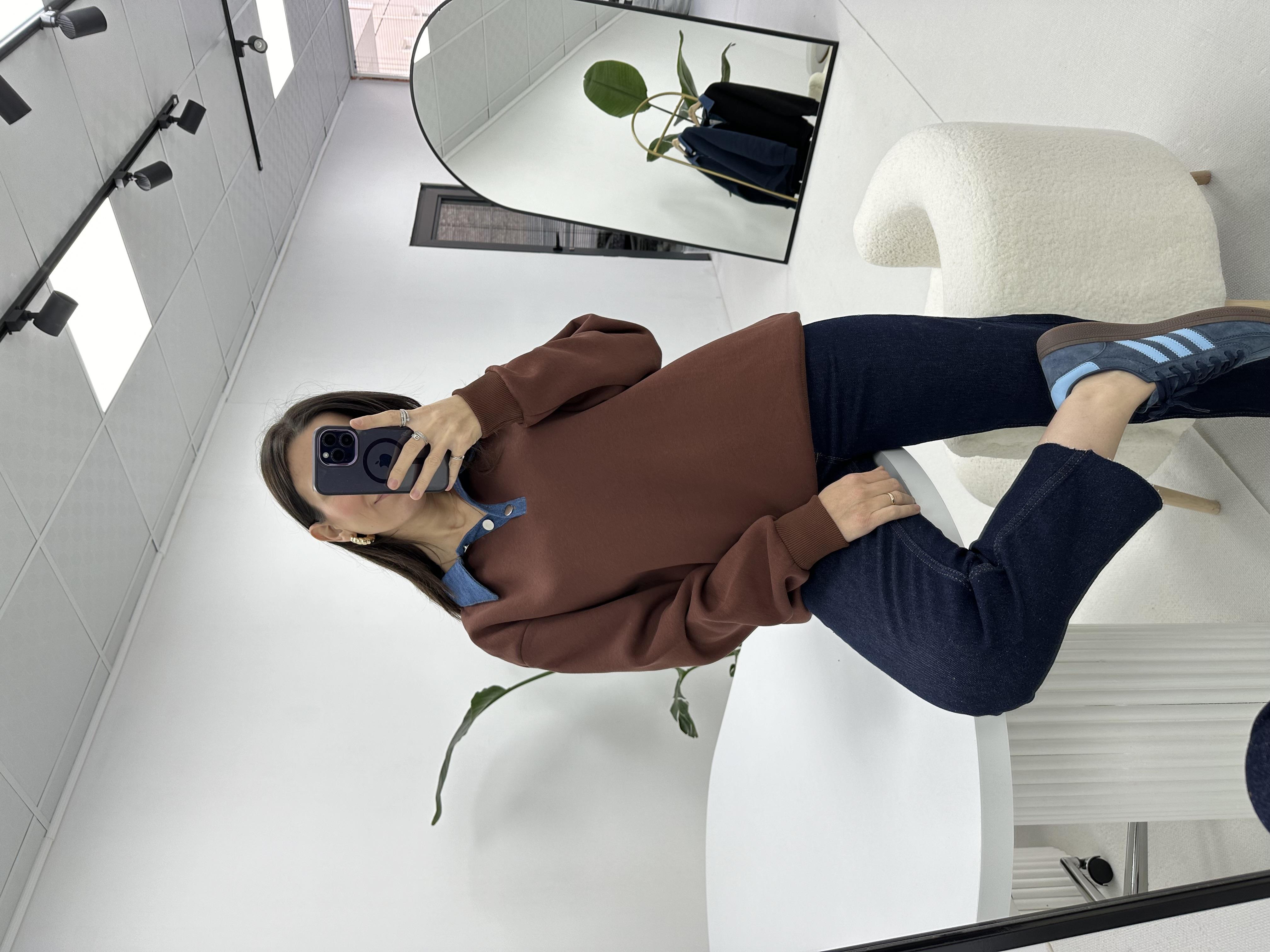 Kot Yaka Detaylı Sweat