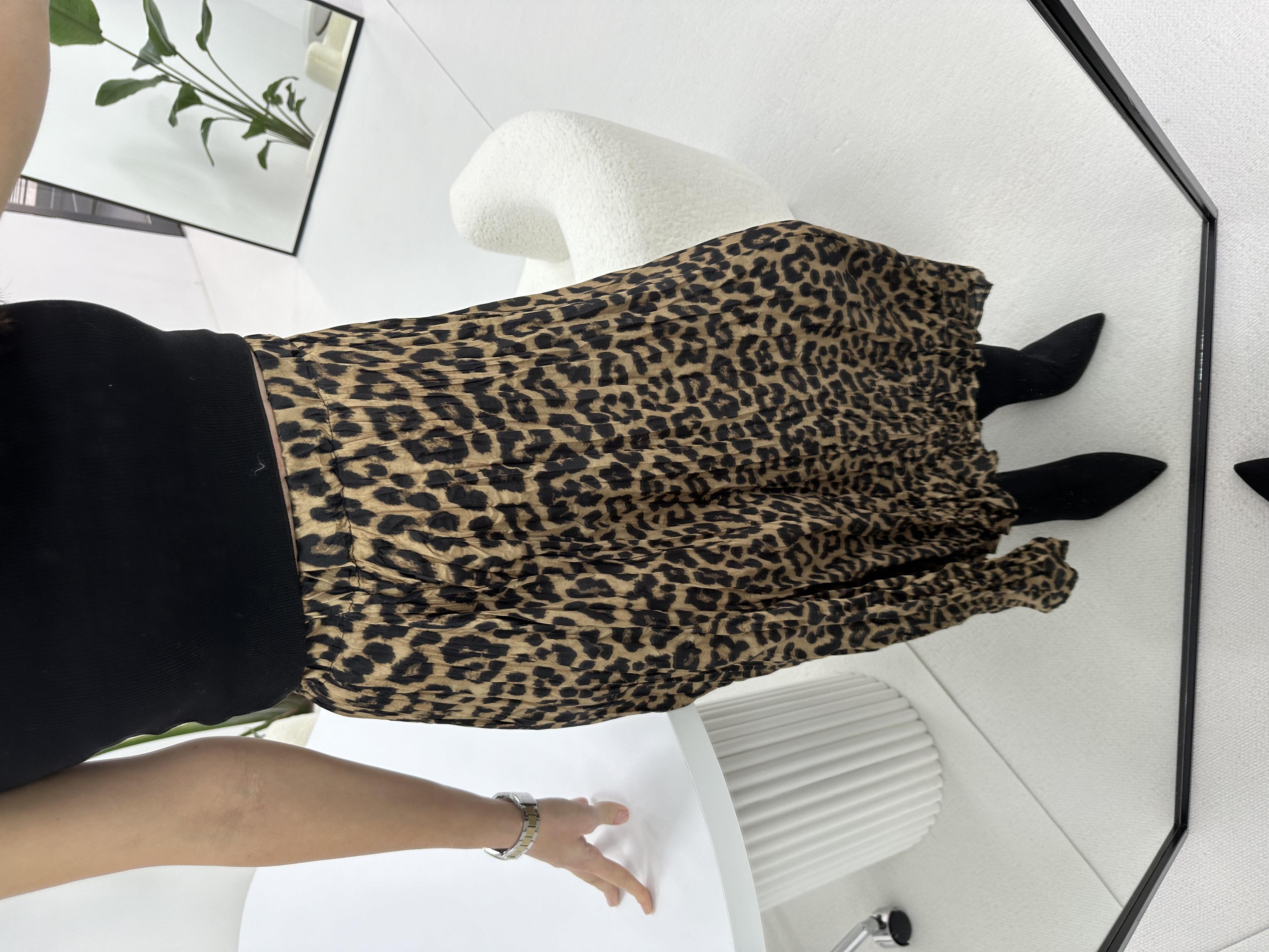 Leopar Desenli Saten Etek
