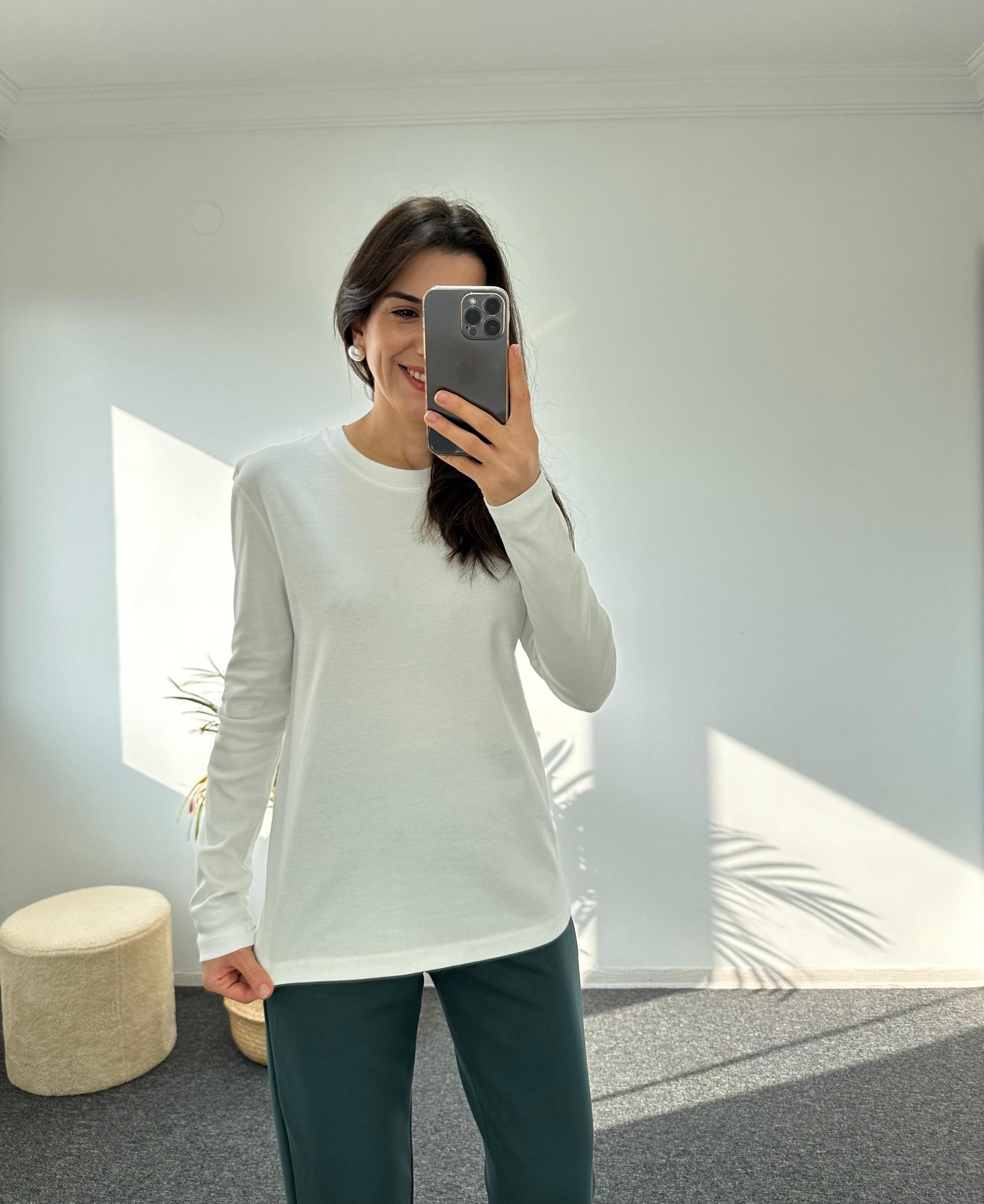 Massimo Bisiklet Yaka  Basic Beyaz Tshirt
