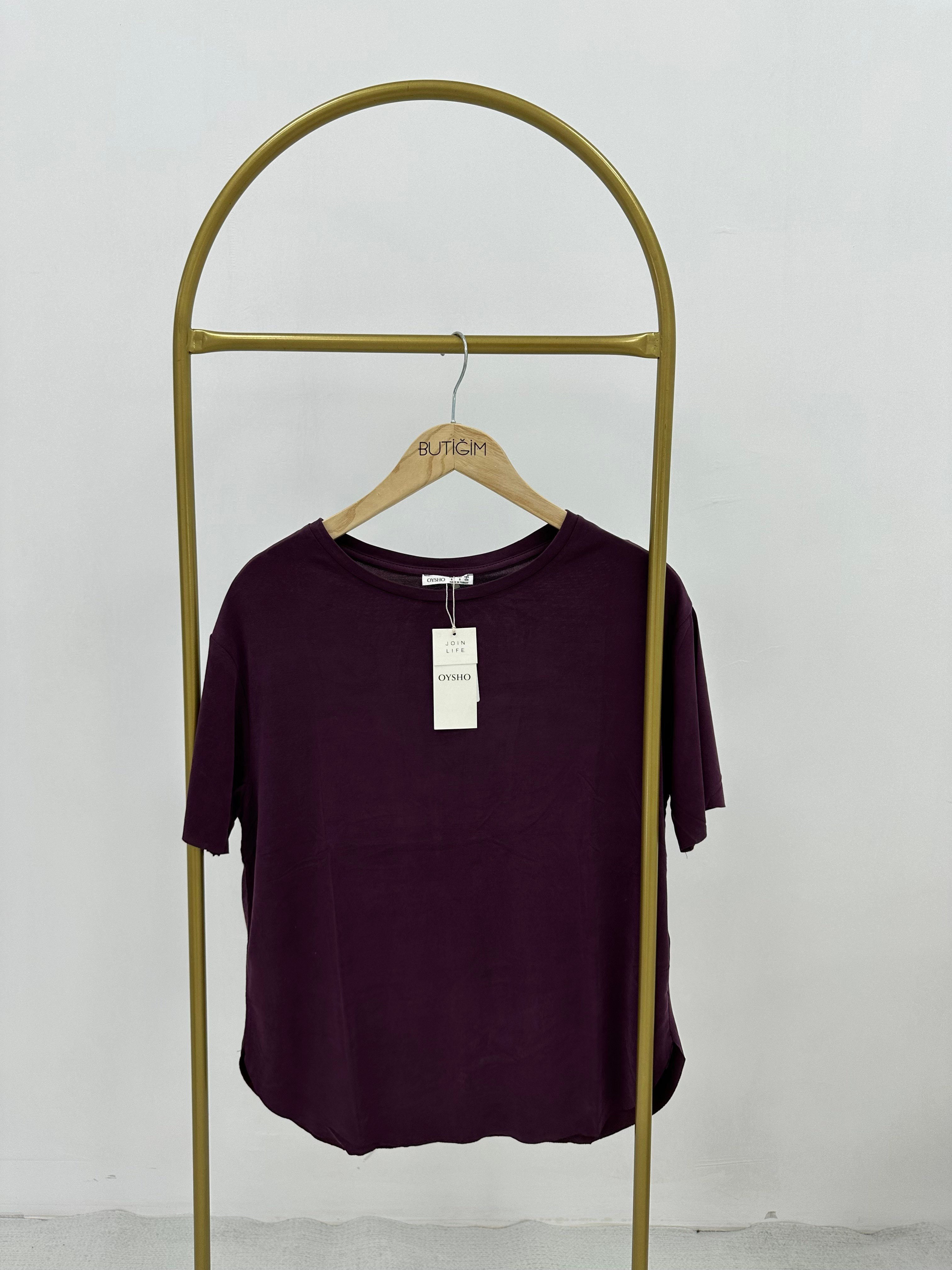 Modal Kumaş Mürdüm  T-shirt