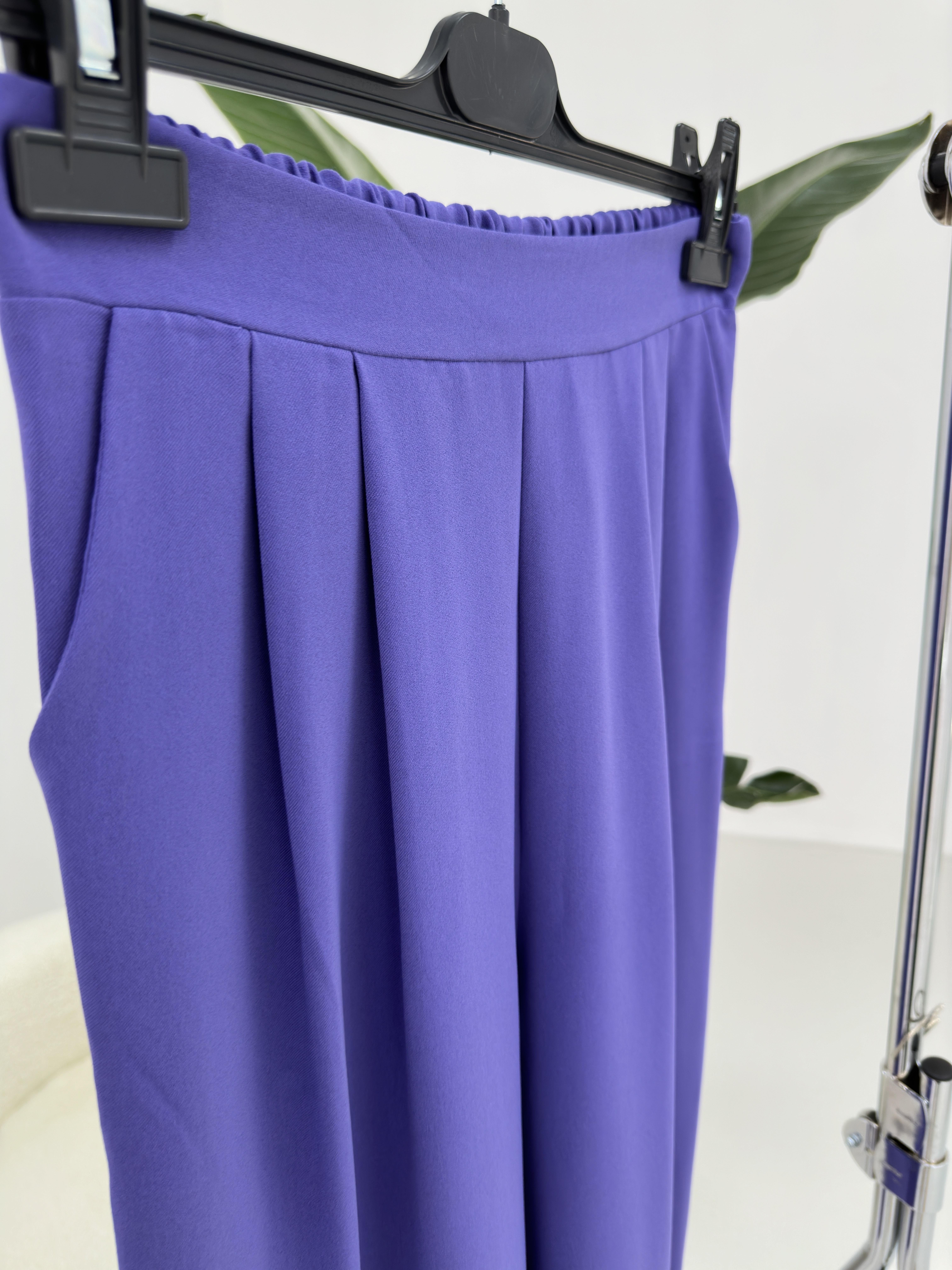Mor Beli Lastikli Pilili Pantolon
