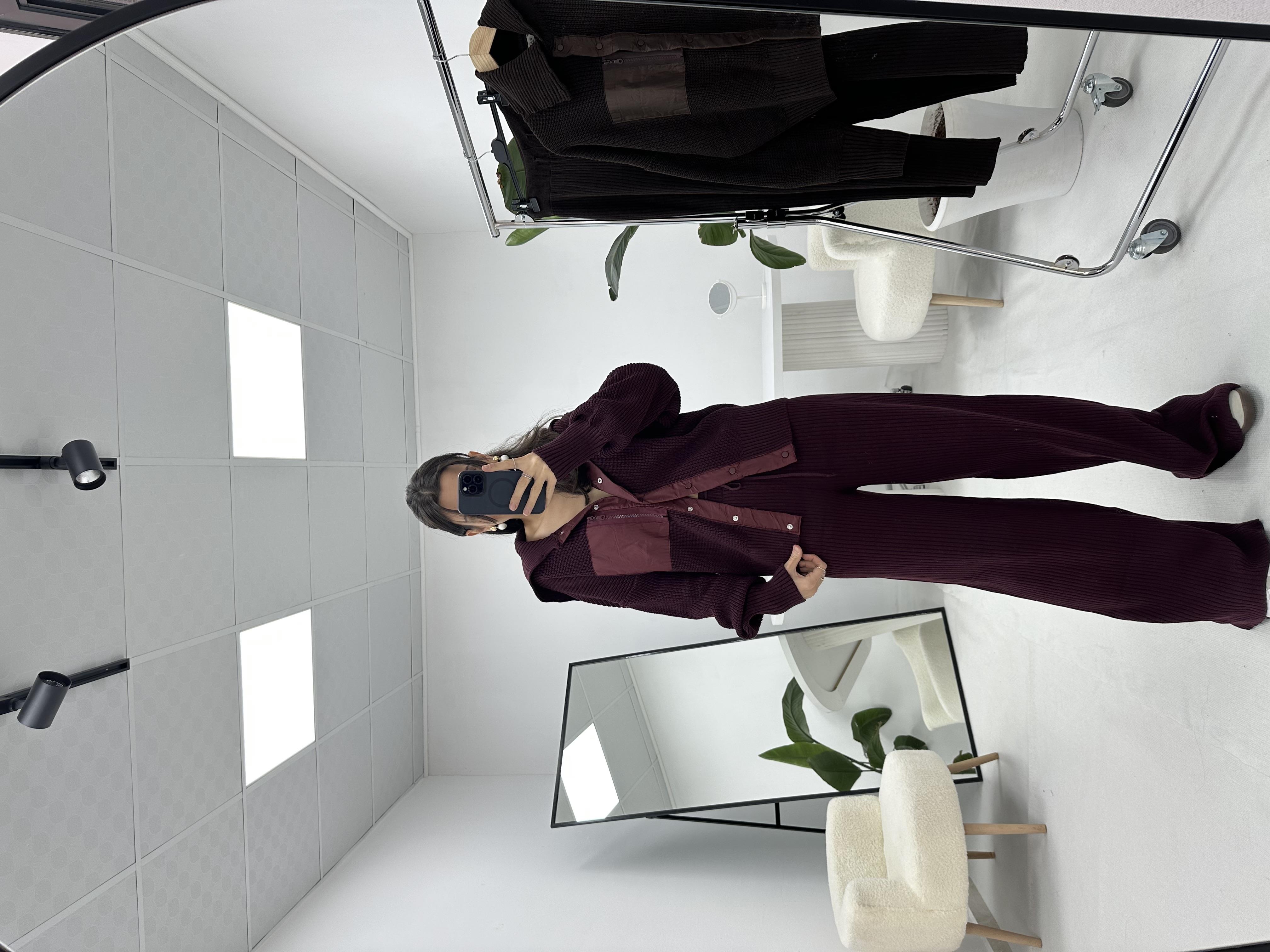 Paraşüt Detaylı Bordo Triko Takım