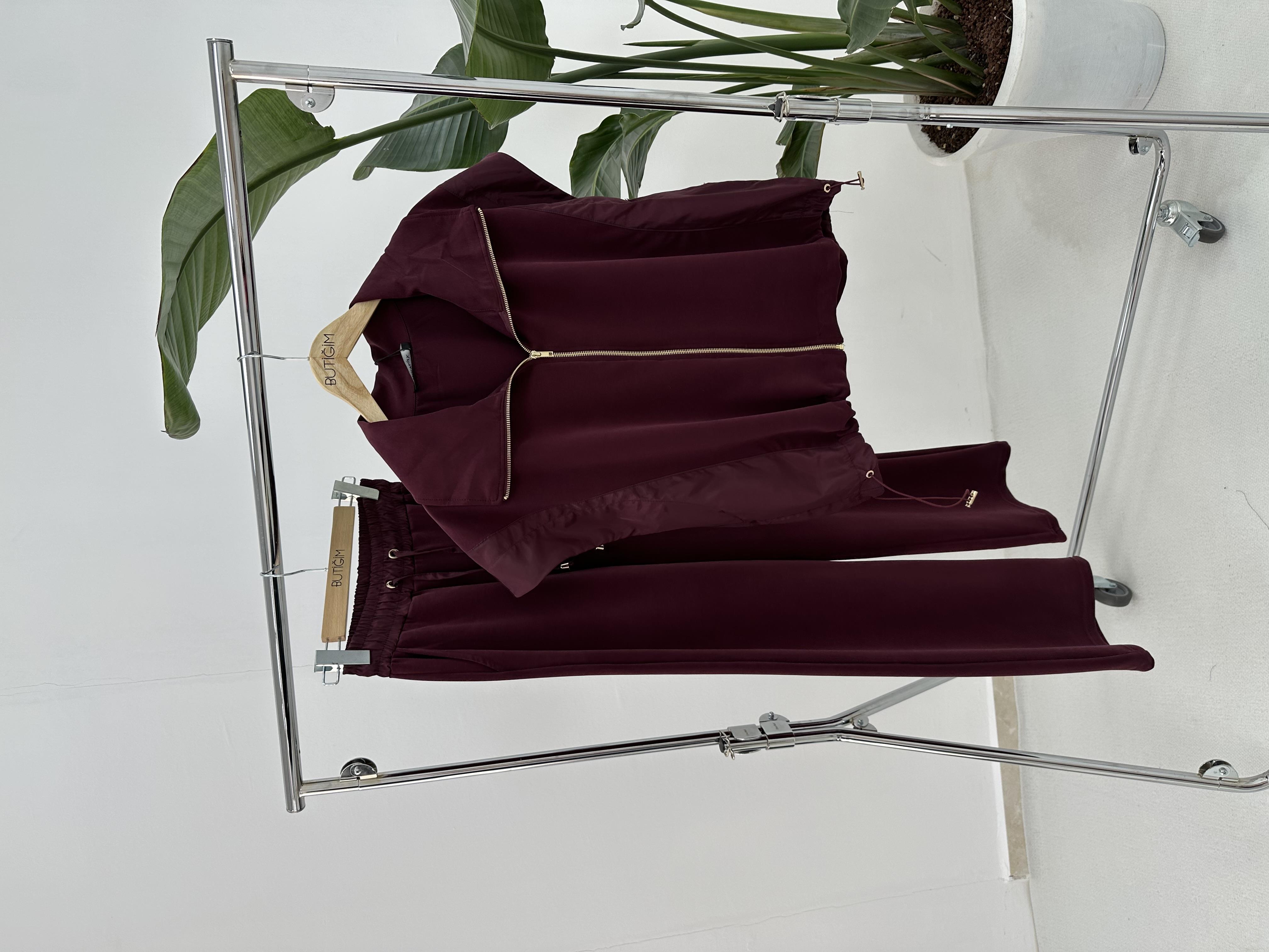 Paraşüt Detaylı Modal Kumaş Bordo Takım