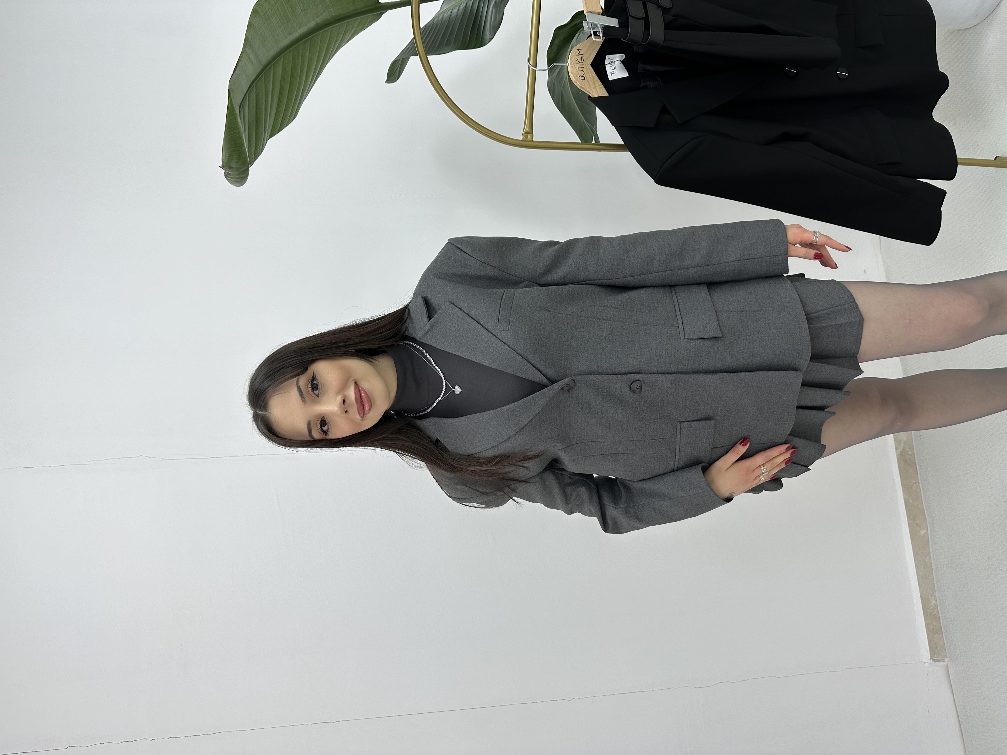 Premium Oversize Gri Ceket