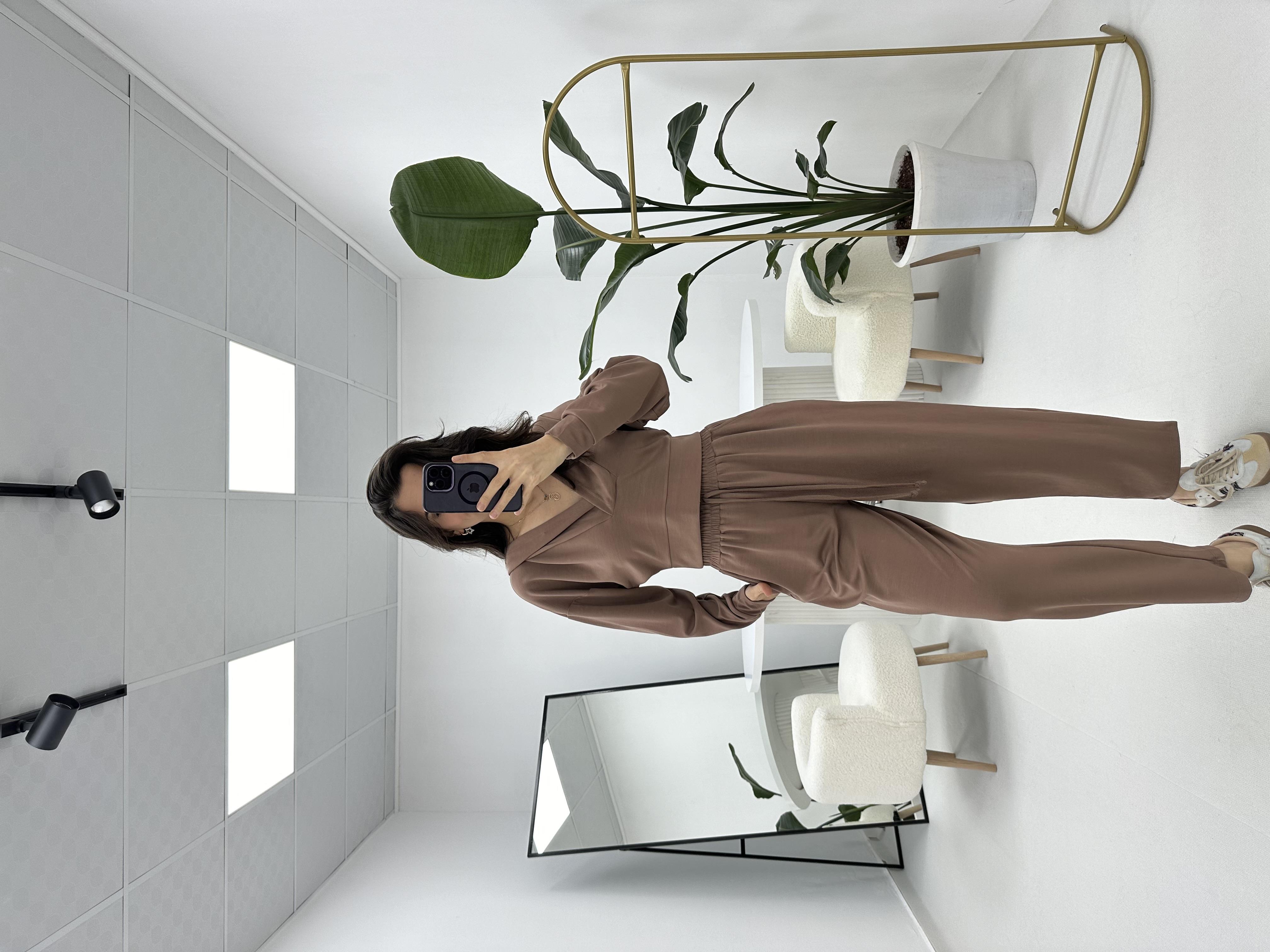 Premium Seri İthal Kalın Pantolon Sweat Kahverengi Takım