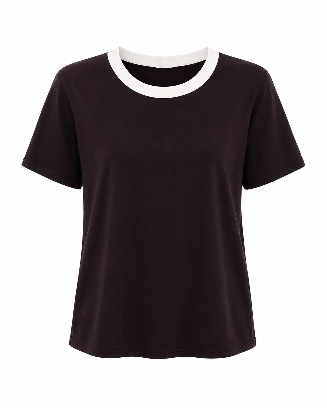 Yaka Biyeli Kahverengi T-Shirt