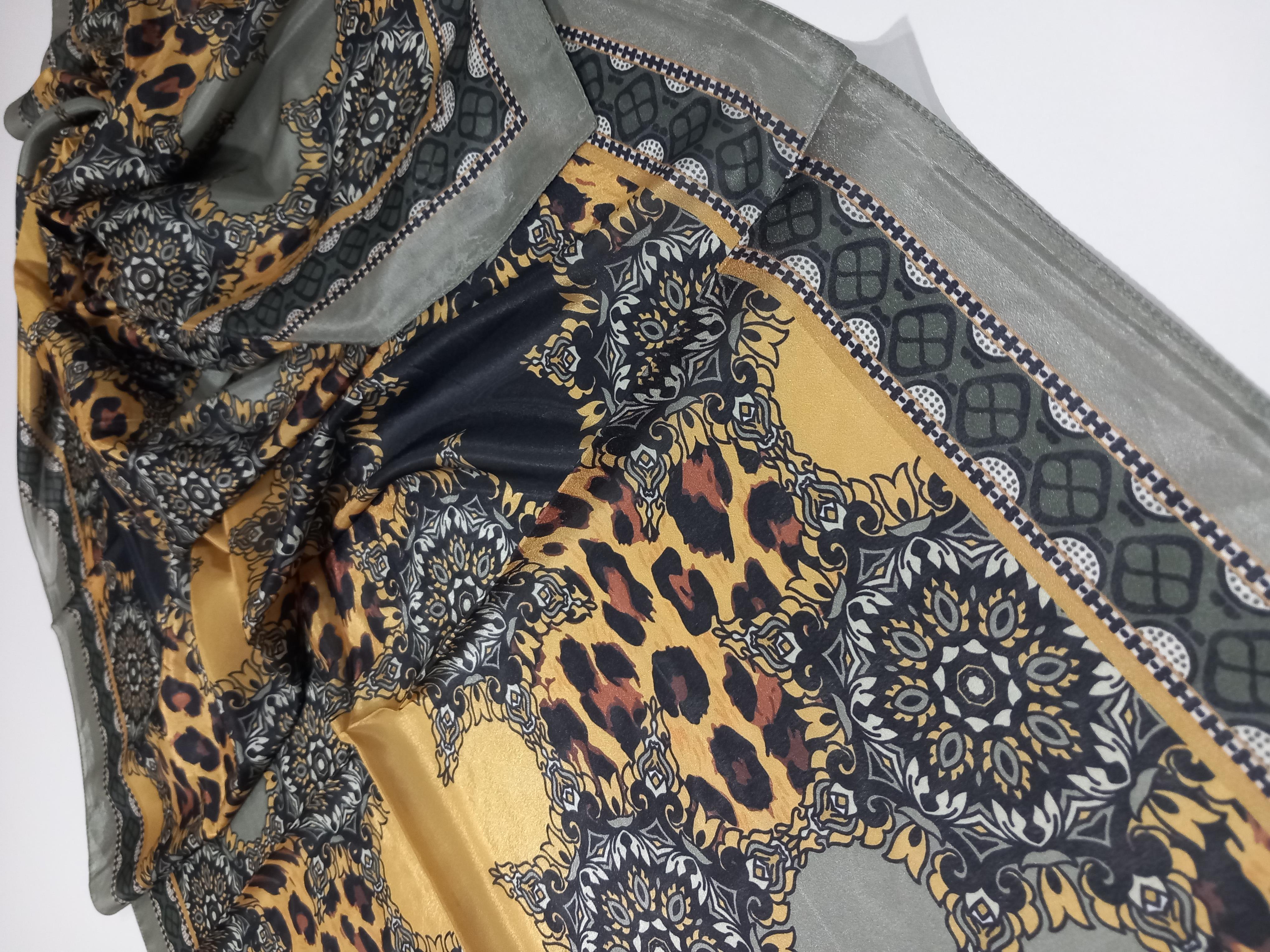 Harem Scarf Brisa Dijital Çağla Sarı Leopar Etnik Desen Şal-7501-532-KVS0587