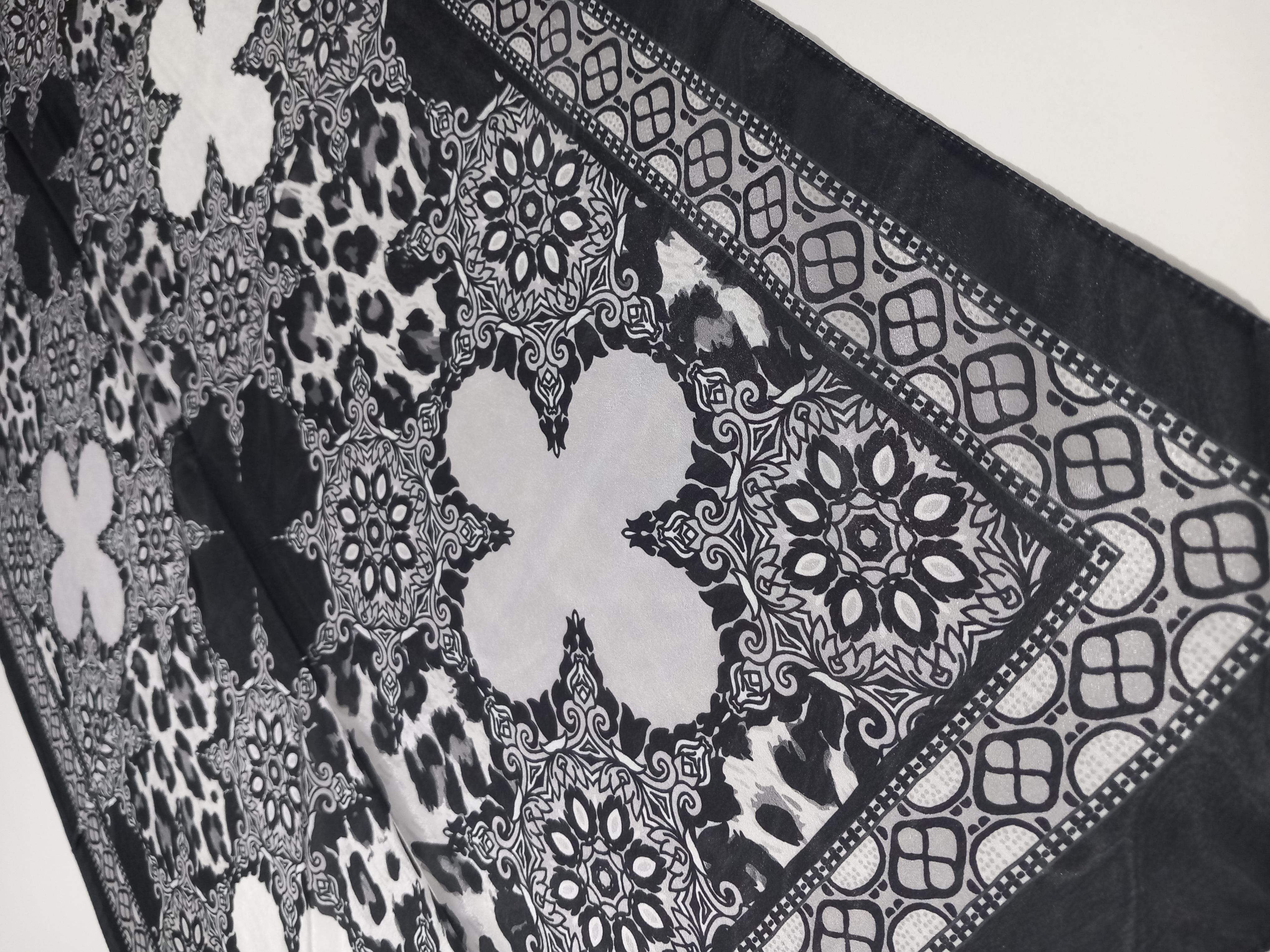 Harem Scarf Brisa Dijital Siyah Gri Leopar Etnik Desen Şal-7501-528-KVS0590