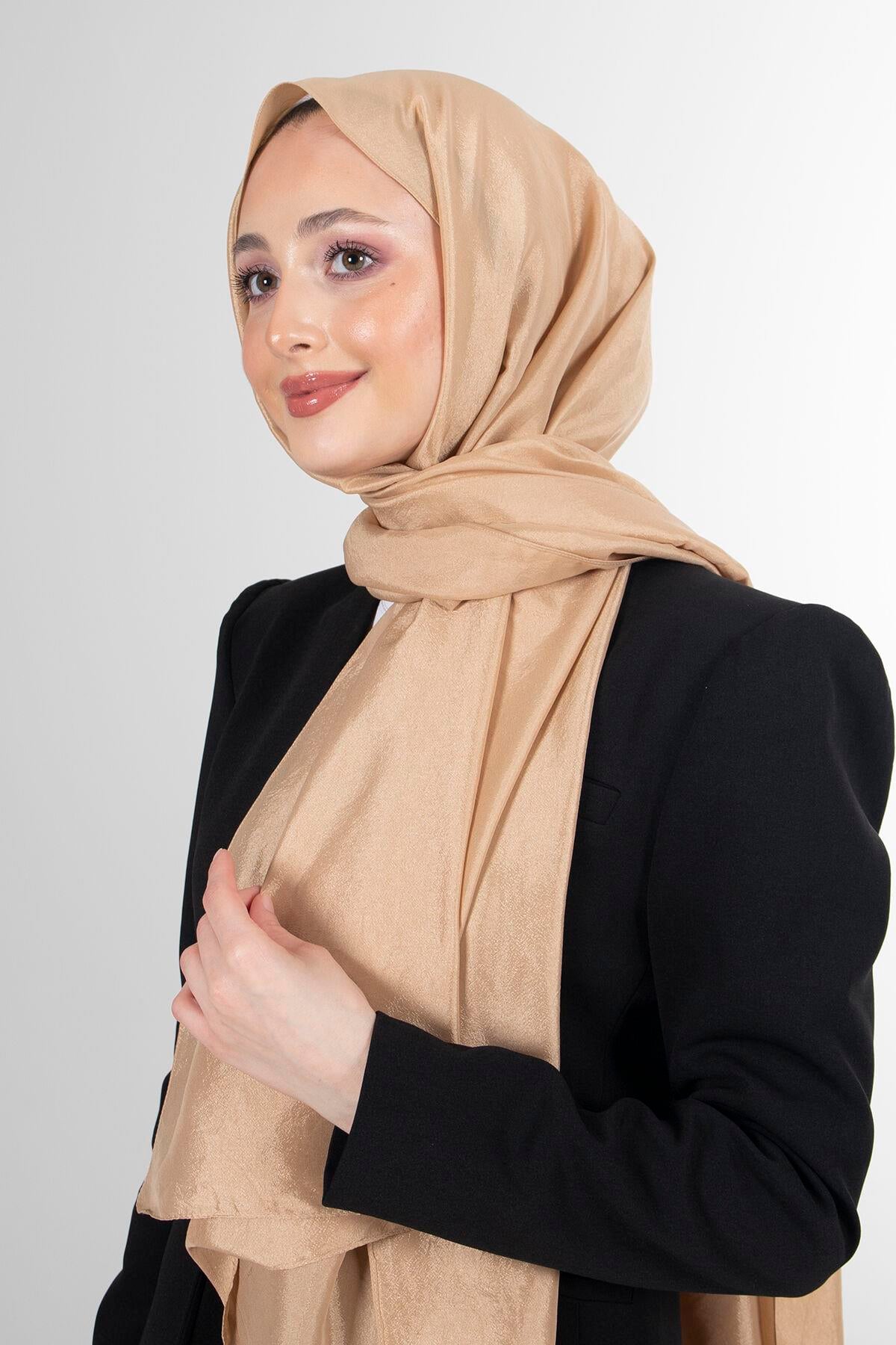 Harem Scarf Brisa Vual Koyu Bej Düz Renk Şal-1197-376-KVS0611