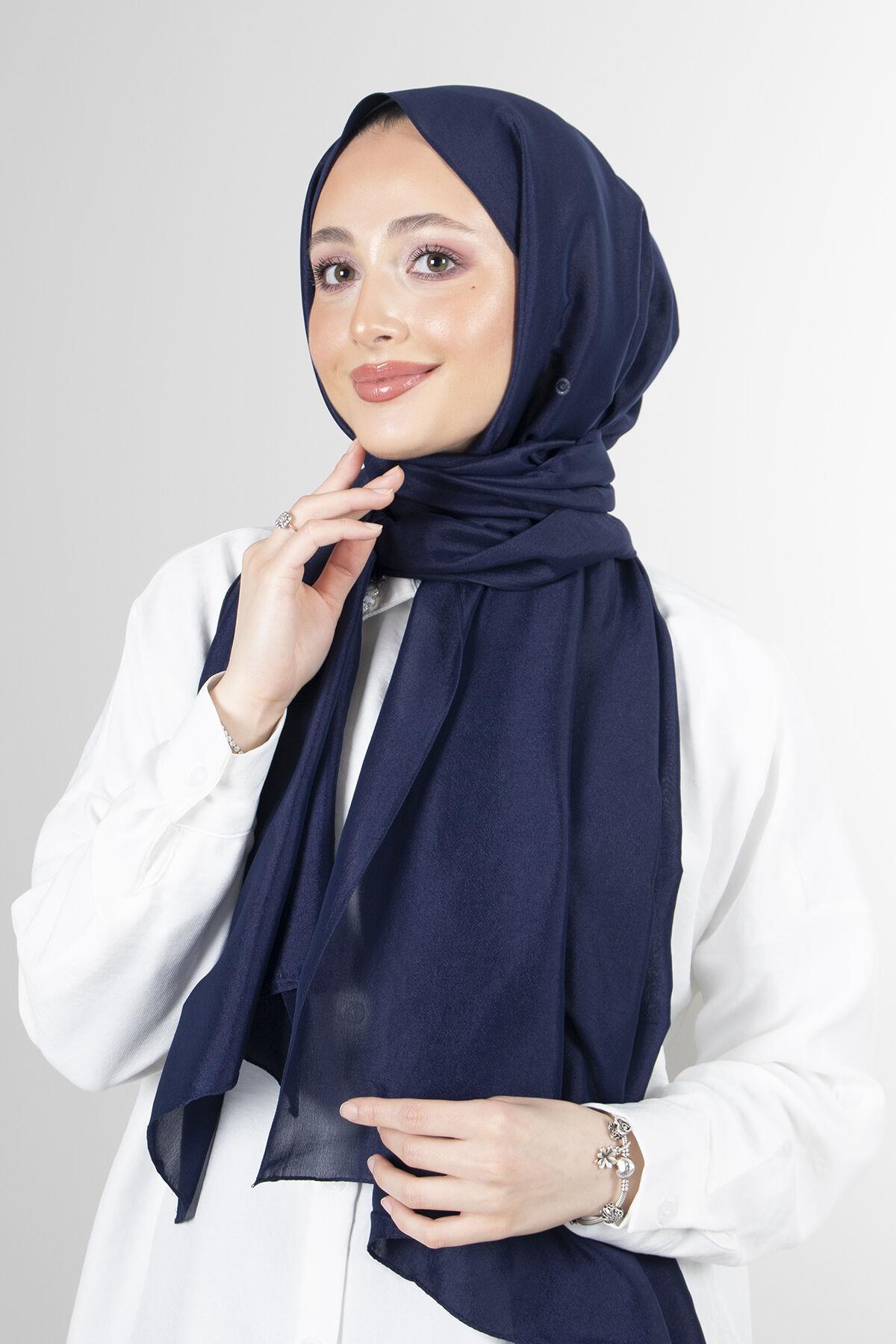 Harem Scarf Brisa Vual Lacivert Düz Renk Şal-1197-02-KVS0600