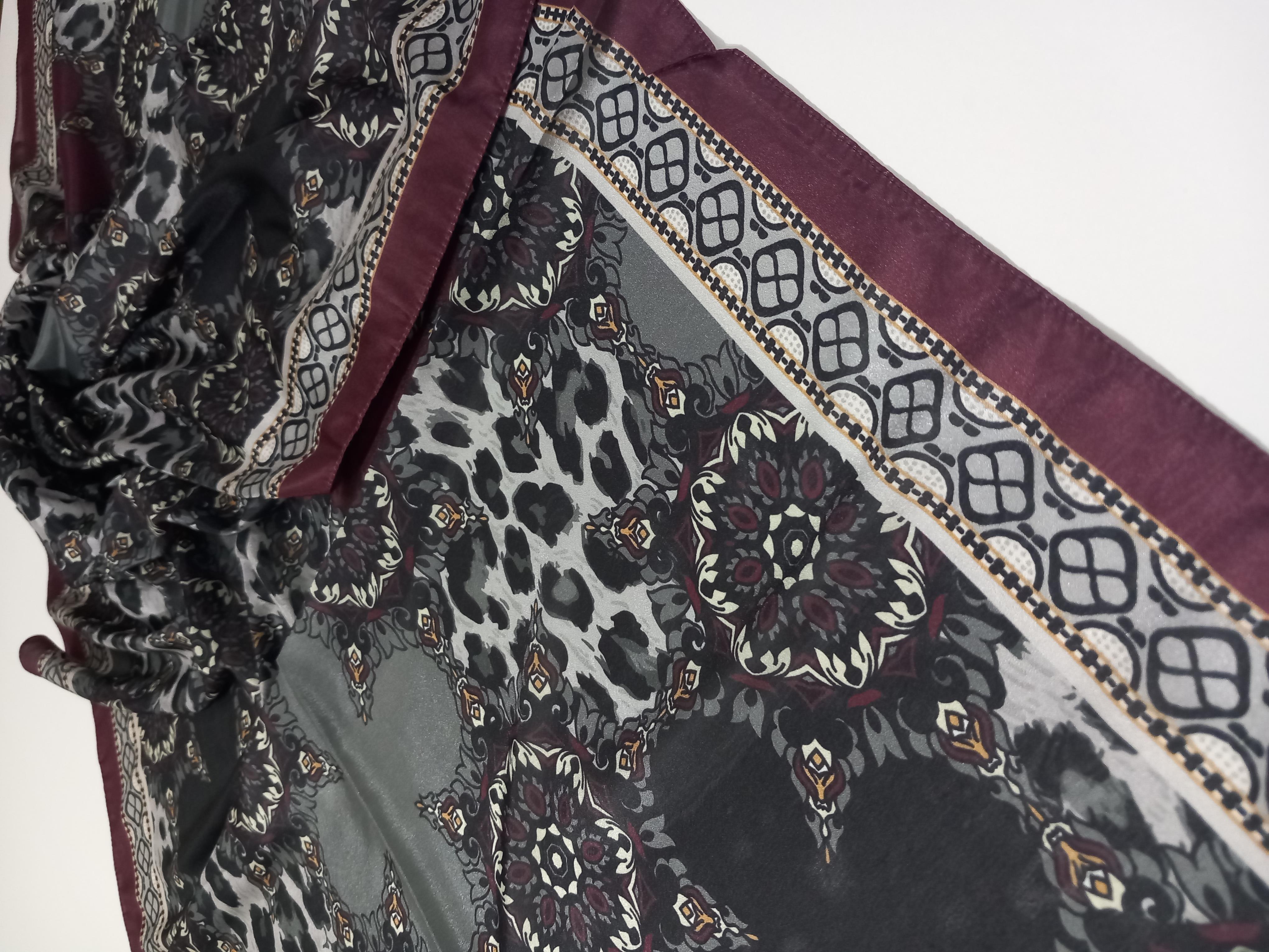 Harem Scarf Brisa Dijital Bordo Füme Leopar Etnik Desen Şal-7501-536-KVS0586