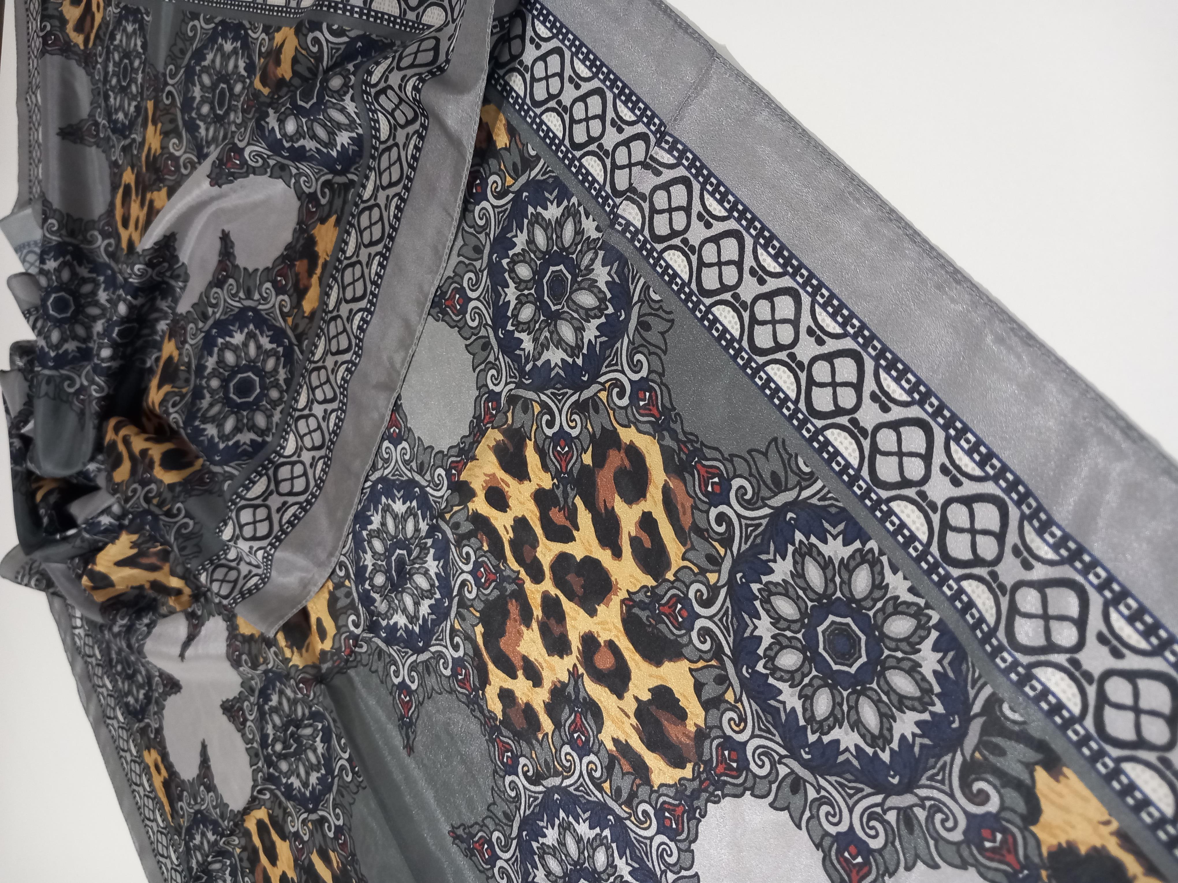 Harem Scarf Brisa Dijital Gri Sarı Leopar Etnik Desen Şal-7501-539-KVS0585